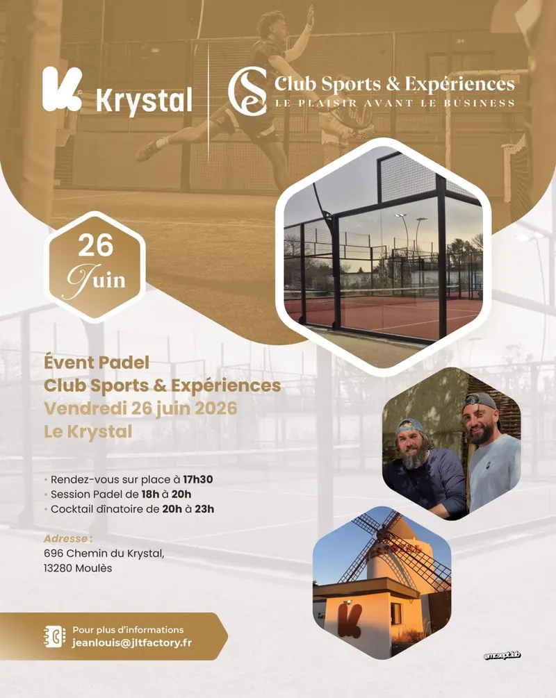 Affiche : Réalisé · Padel · Le Krystal · juin 2026