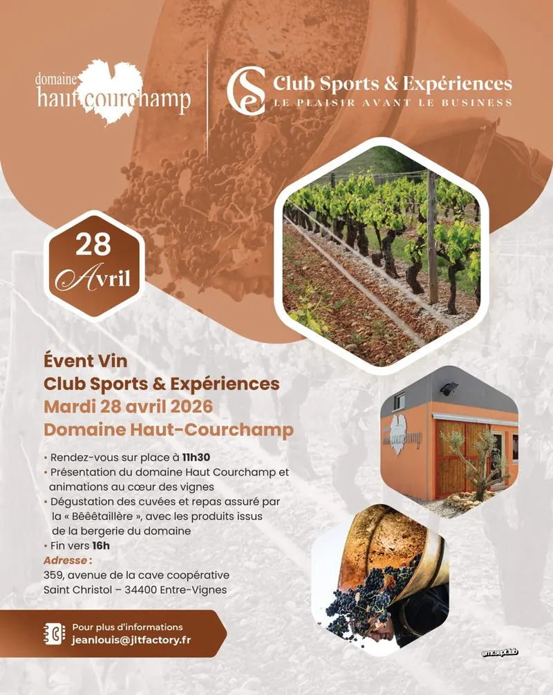 Affiche : Réalisé · Vin · Domaine Haut-Courchamp · avril 2026